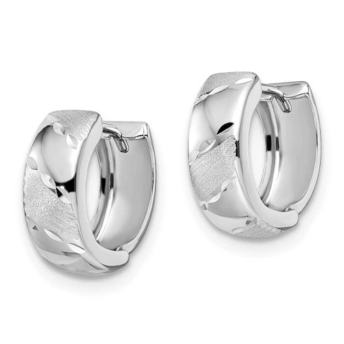 Image of 12mm 14K White Gold Polished and Satin Hinged Hoop Earrings