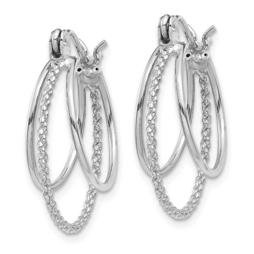 Image of 19mm 14K White Gold Polished and Textured Circle Hoop Earrings