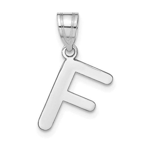 Image of 14K White Gold Polished Bubble Letter F Initial Pendant