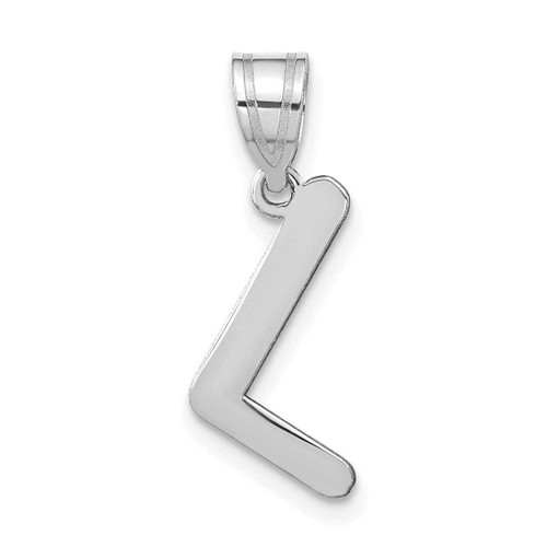 Image of 14K White Gold Polished Bubble Letter L Initial Pendant
