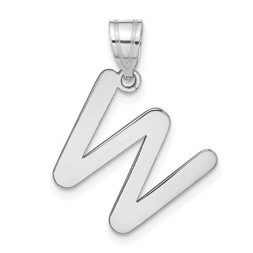 Image of 14K White Gold Polished Bubble Letter W Initial Pendant