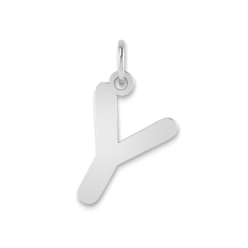 Image of 14K White Gold Polished Bubble Letter Y Initial Pendant