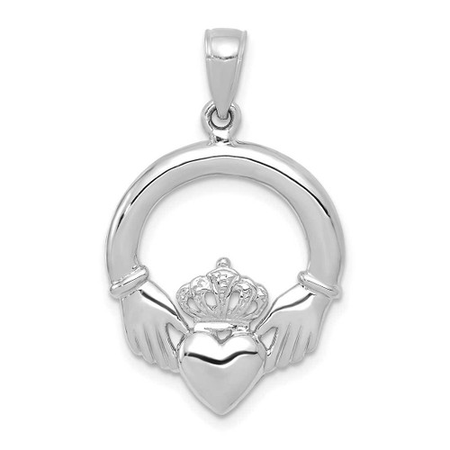 Image of 14K White Gold Polished Claddagh Pendant