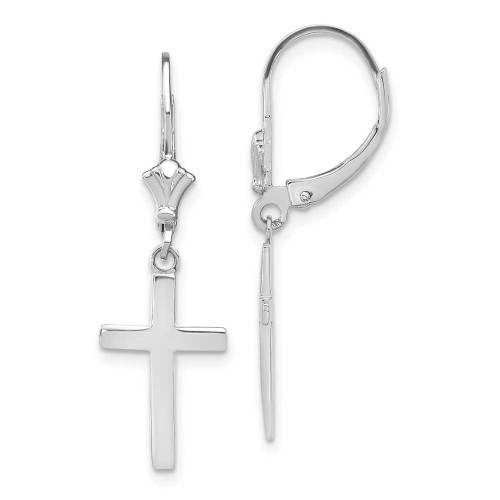 Image of 33.22mm 14K White Gold Polished Cross Leverback Earrings TF1776W