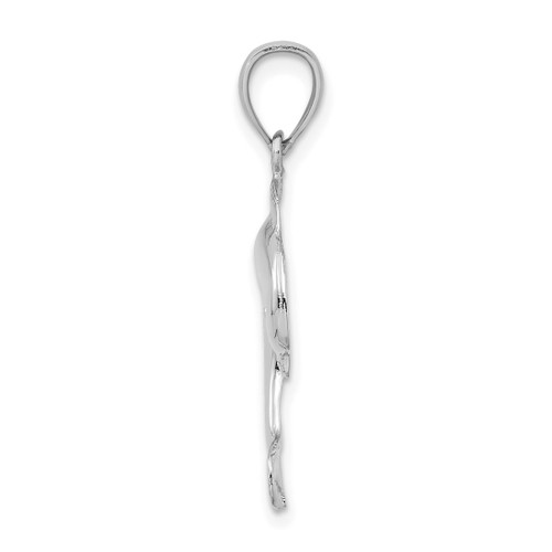 Image of 14K White Gold Polished Dolphin Jumping Pendant