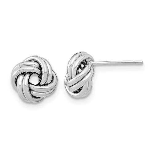 Image of 9mm 14K White Gold Polished Double Love Knot Stud Post Earrings