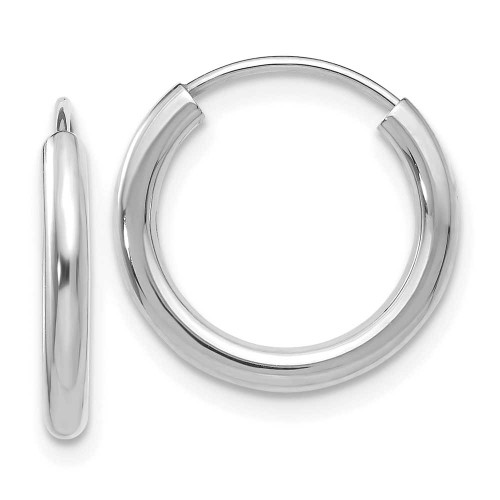 Image of 12mm 14K White Gold Polished Endless 2mm Hoop Earrings H989