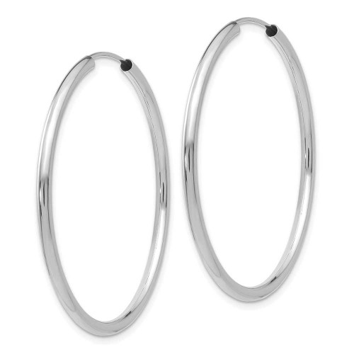 Image of 38mm 14K White Gold Polished Endless 2mm Hoop Earrings H995