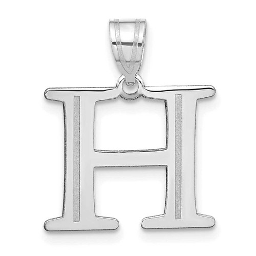 Image of 14K White Gold Polished Etched Letter H Initial Pendant