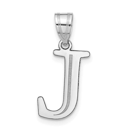 Image of 14K White Gold Polished Etched Letter J Initial Pendant