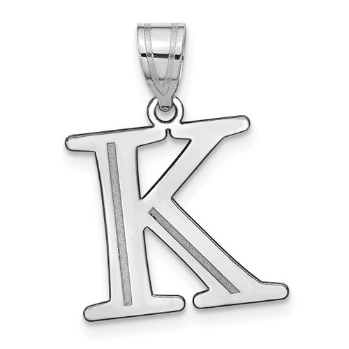 Image of 14K White Gold Polished Etched Letter K Initial Pendant