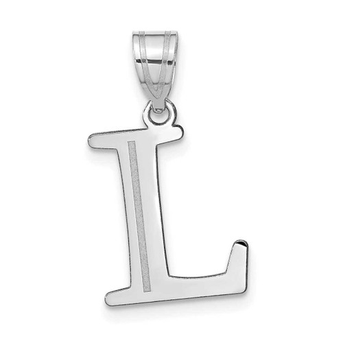 Image of 14K White Gold Polished Etched Letter L Initial Pendant