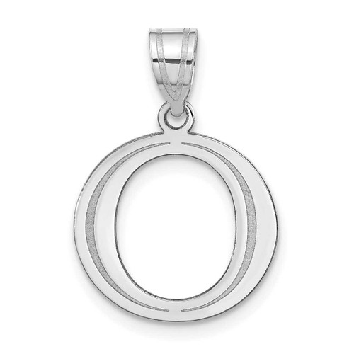 Image of 14K White Gold Polished Etched Letter O Initial Pendant