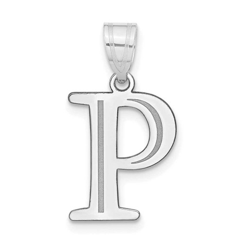 Image of 14K White Gold Polished Etched Letter P Initial Pendant