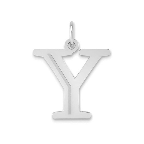 Image of 14K White Gold Polished Etched Letter Y Initial Pendant