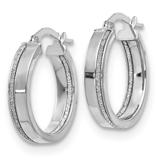 Image of 20.5mm 14K White Gold Polished Glimmer Infused Hoop Earrings LE1519