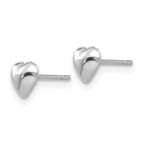 Image of 4.95mm 14K White Gold Polished Heart Stud Post Earrings TE597W