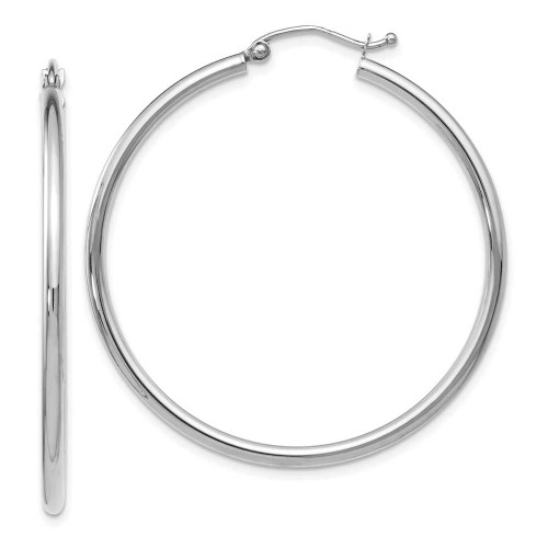 Image of 40mm 14K White Gold Polished Hinged Hoop Earrings 48W