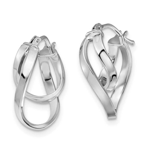 Image of 17mm 14K White Gold Polished Hinged Hoop Earrings LE883
