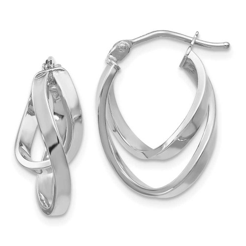 Image of 17mm 14K White Gold Polished Hinged Hoop Earrings LE883