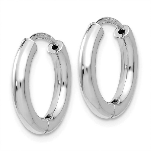 Image of 14mm 14K White Gold Polished Hollow Hinged Hoop Earrings