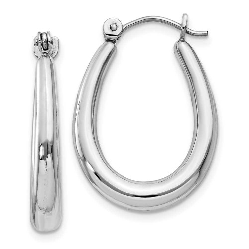 Image of 10mm 14K White Gold Polished Hoop Earrings H674