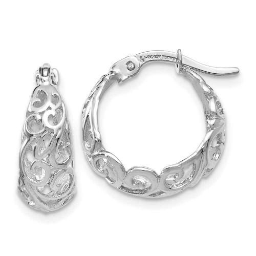 Image of 17mm 14K White Gold Polished Hoop Earrings LE917