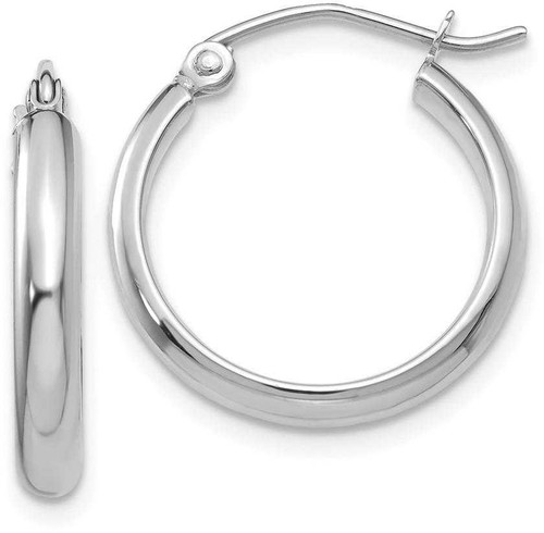 Image of 18mm 14K White Gold Polished Hoop Earrings TC649