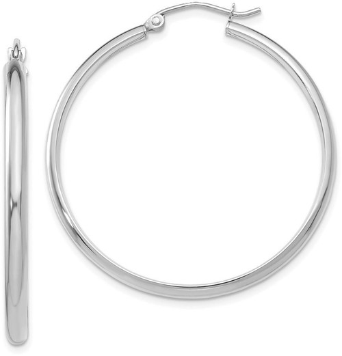 Image of 37mm 14K White Gold Polished Hoop Earrings TC652