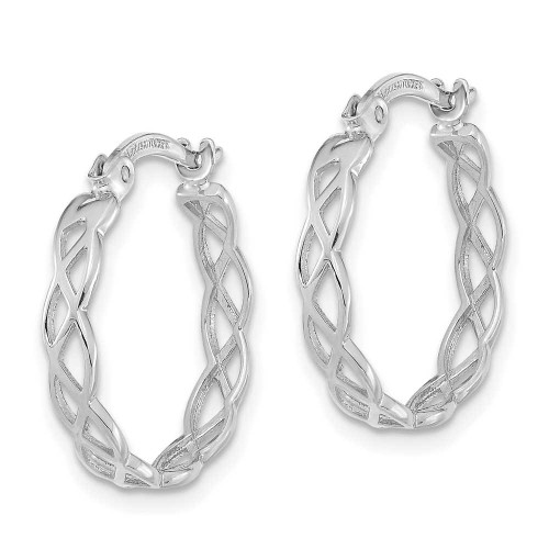 Image of 18.1mm 14K White Gold Polished Intertwined Filigree Hoop Earrings