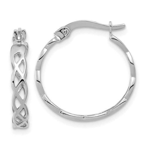 Image of 18.1mm 14K White Gold Polished Intertwined Filigree Hoop Earrings