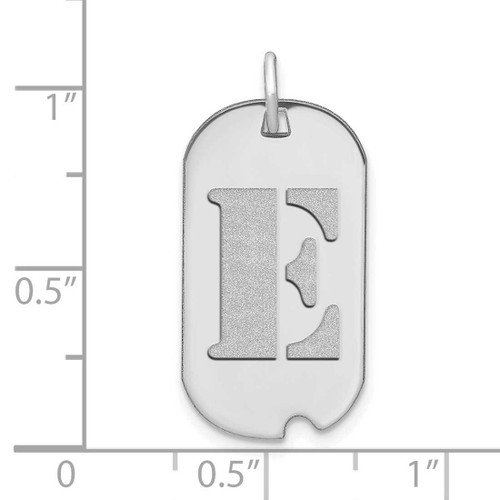 Image of 14K White Gold Polished Letter E Initial Dog Tag Pendant