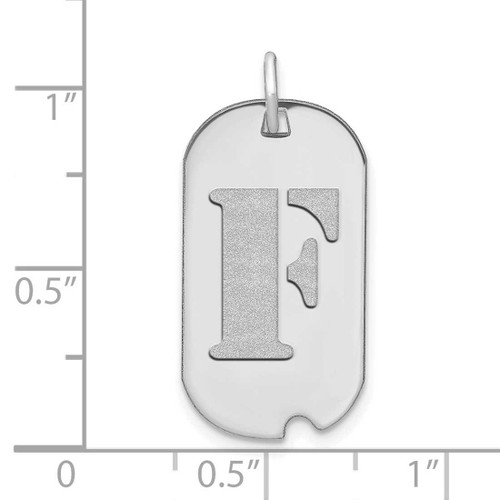 Image of 14K White Gold Polished Letter F Initial Dog Tag Pendant
