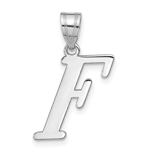 Image of 14K White Gold Polished Letter F Initial Pendant