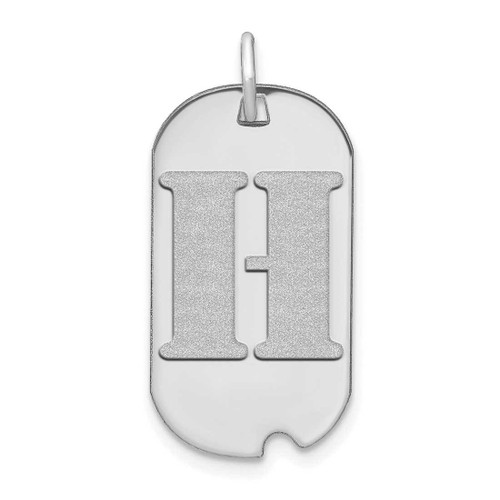 Image of 14K White Gold Polished Letter H Initial Dog Tag Pendant