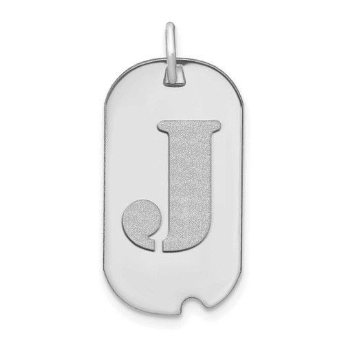 Image of 14K White Gold Polished Letter J Initial Dog Tag Pendant