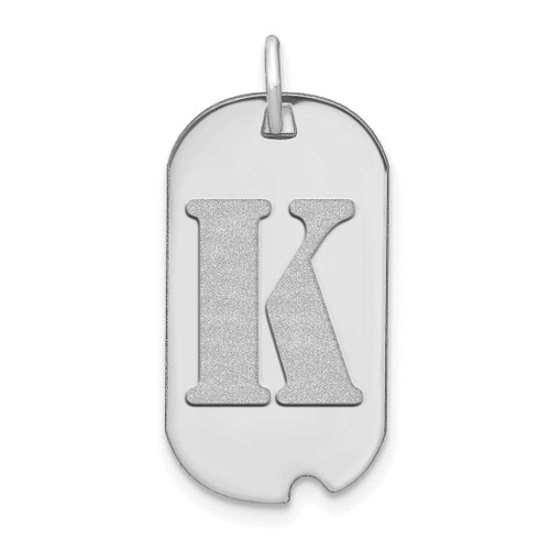 Image of 14K White Gold Polished Letter K Initial Dog Tag Pendant