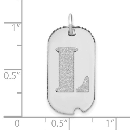 Image of 14K White Gold Polished Letter L Initial Dog Tag Pendant