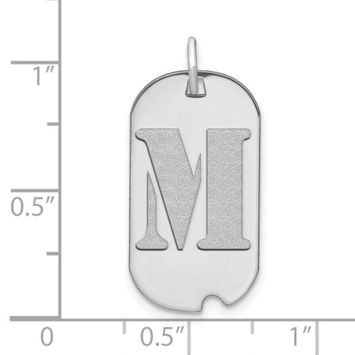 Image of 14K White Gold Polished Letter M Initial Dog Tag Pendant