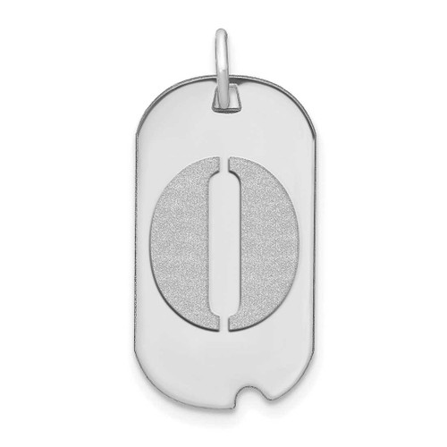 Image of 14K White Gold Polished Letter O Initial Dog Tag Pendant