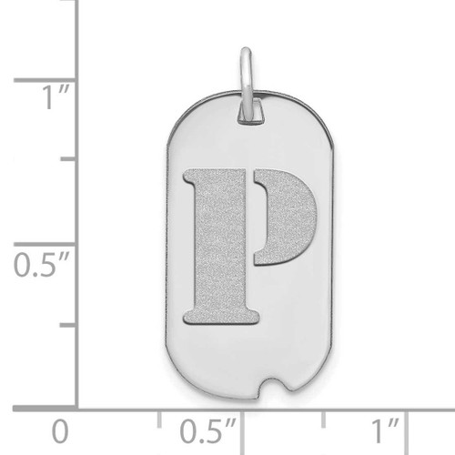 Image of 14K White Gold Polished Letter P Initial Dog Tag Pendant