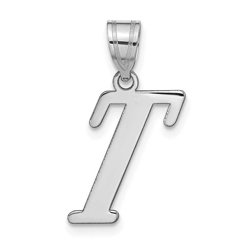 Image of 14K White Gold Polished Letter T Initial Pendant