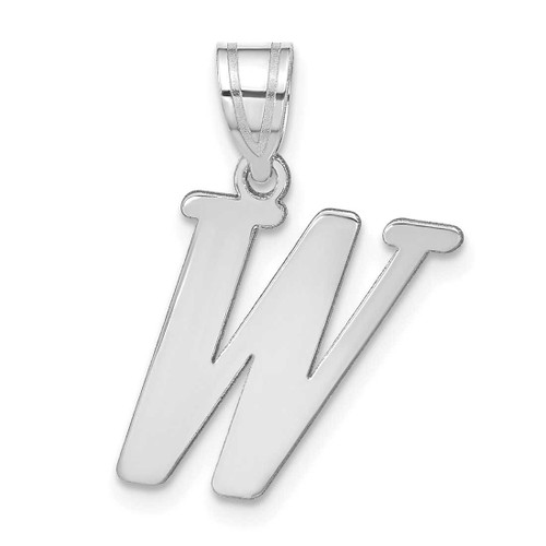 Image of 14K White Gold Polished Letter W Initial Pendant