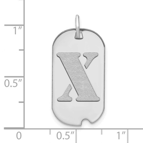 Image of 14K White Gold Polished Letter X Initial Dog Tag Pendant