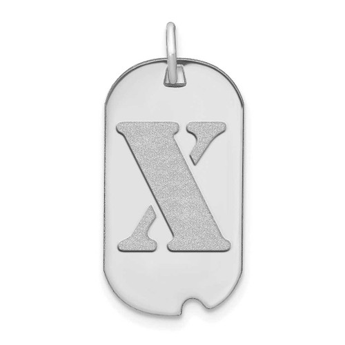 Image of 14K White Gold Polished Letter X Initial Dog Tag Pendant