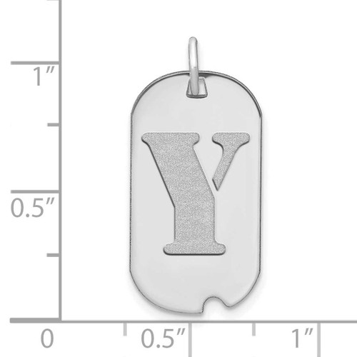 Image of 14K White Gold Polished Letter Y Initial Dog Tag Pendant