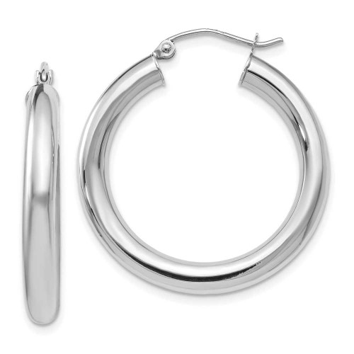 Image of 31mm 14K White Gold Polished Lightweight Hoop Earrings LE1285