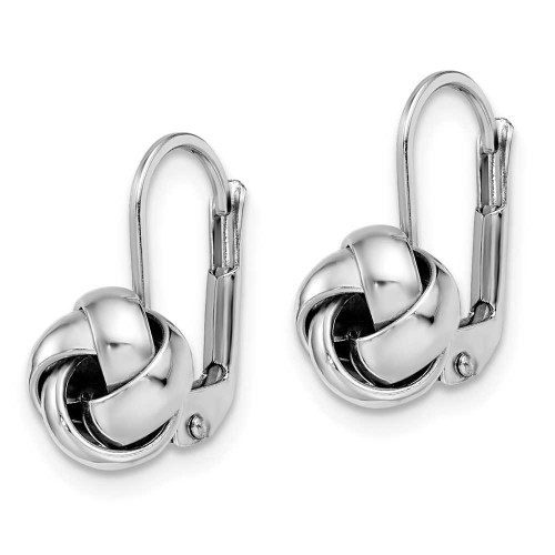 Image of 13mm 14K White Gold Polished Love Knot Leverback Earrings 277587