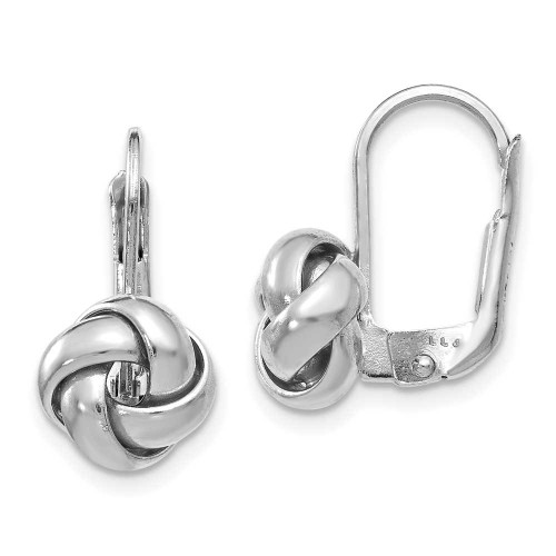 Image of 13mm 14K White Gold Polished Love Knot Leverback Earrings 277587