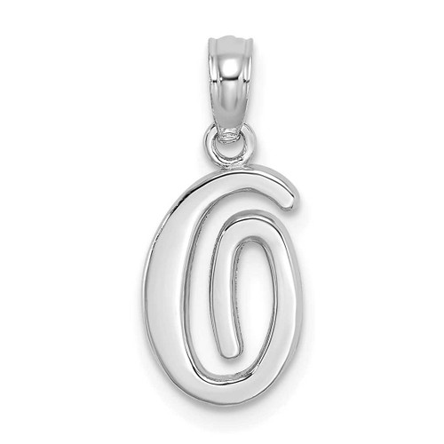 Image of 14K White Gold Polished O Script Initial Pendant